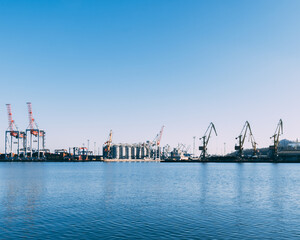 Cargo port in Odessa city in the winter