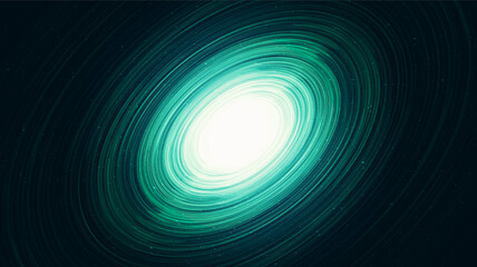 Magic Green Light Spiral Black hole on Galaxy background with Milky Way spiral,Universe and starry concept design,vector