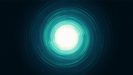 Green Light Spiral Black hole on Galaxy background with Milky Way spiral,