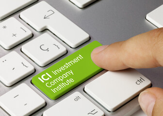 ICI Investment Company Institute - Inscription on Green Keyboard Key.