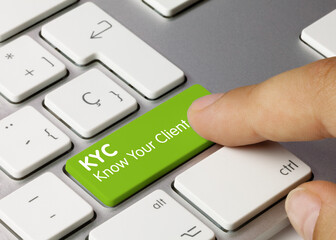 KYC Know Your Client - Inscription on Green Keyboard Key.