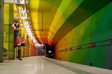Model in U-Bahn Station München