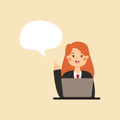 businesswoman pointing with a bubble speech