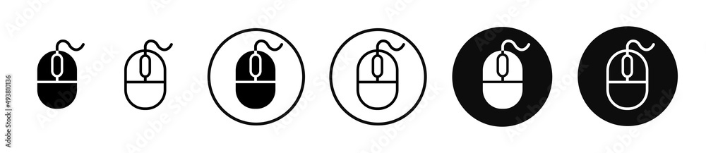 Poster Set computer mouse icon with cord isolated, click sign and pointer symbol – stock vector