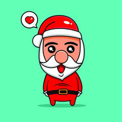 Cute santa claus character with loving expression. Premium vector.