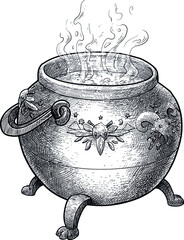 Cauldron illustration, drawing, engraving, ink, line art, vector
- 493811310