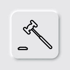 Judge gavel simple icon vector. Flat desing. Neumorphism design.ai