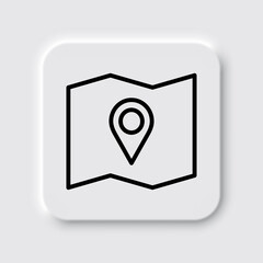 Map simple icon vector. Flat desing. Neumorphism design.ai