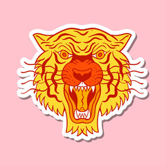 hand drawn tiger head doodle illustration for stickers etc