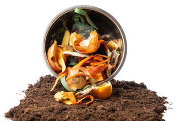 organic compost - biodegradable kitchen waste and soil