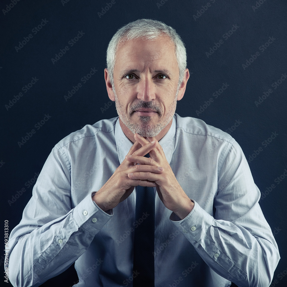 Poster Ill take you places in this industry. Studio portrait of a mature businessman against a dark background.