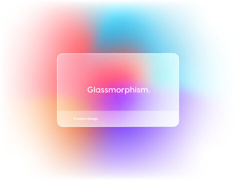 Transparent frame in glass morphism or glassmorphism style background. Glass-morphism style. Vector illustration