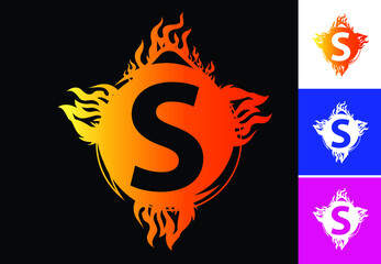 Fire S letter logo and icon design template