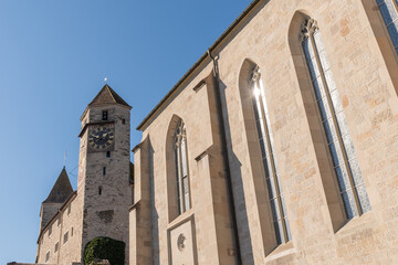 Saint Johann church and the castle in Rapperswil in Switzerland