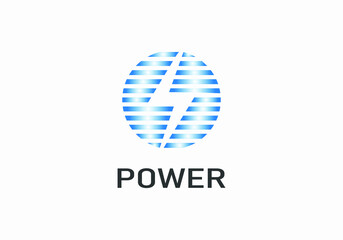 Flash Bolt Energy Logo Power design vector template Negative space style. Circle Thunderbolt icon.