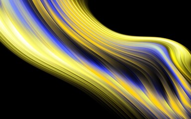 Abstract blue and yellow color background, neon rays and glowing lines. blue and yellow creative wallpaper on black background