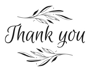 Obraz premium Vintage vector thank you made with love handwritten inscription. hand drawn lettering. Thank you calligraphy. Thank you card. Vector illustration.