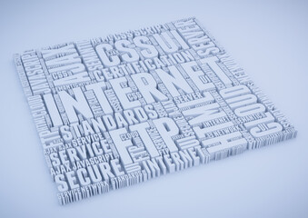 3D Render of an Internet Concept Word Cloud