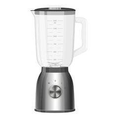 Kitchen blender with glass container. Food Processor. Electronic Kitchen appliance. Concept of Health food and drink. Vector Illustration isolated on background.