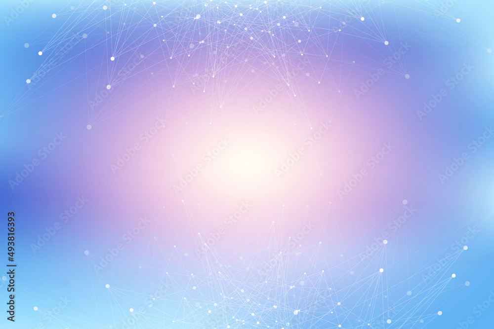 Poster expansion of life. colorful explosion background with connected line and dots, wave flow. visualizat