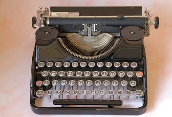 typewriter, typewriter keys, letters, alphabet, vintage, retro, black typewriter equipment