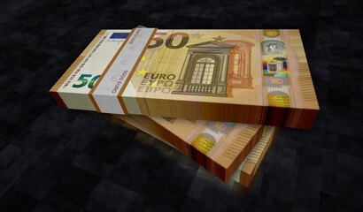 Euro money banknotes pack 3d illustration