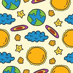doodle planet cartoon pattern design