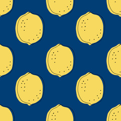 Fototapeta premium Lemon seamless pattern vector illustration. Summer design