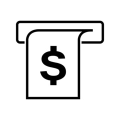 Money printing icon. Vector illustration of banknote producing machine. Financial system and high inflation concept. Banking, stock market pictogram for website, logo, app isolated on white background