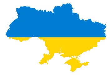 Ukraine flag map on a white background