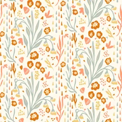Washable Wallpaper Murals Boho style Natural chic boho flower seamless pattern in ditzy wildflower style. Hand drawn organic botanics fashion print. Modern summer nature garden bloom in trendy vintage country cottagecore color. 