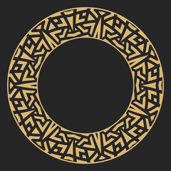 Circular decorative gold frame.