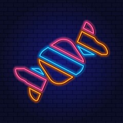 Neon sweet candy. Vector sign of the department of sweets, confectionery