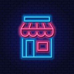 Online store neon sign. Vector sign for website