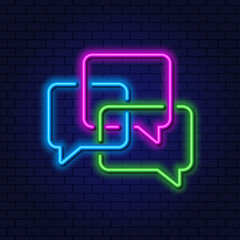 Neon sign chatting. Vector sign for website, app 