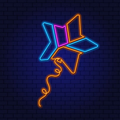 Neon sign hot air balloon in the shape of a star.