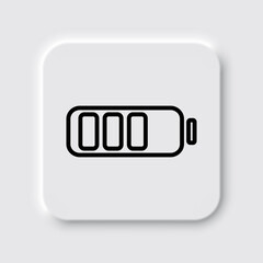 Battery vector simple icon. Flat desing. Neumorphism design.ai