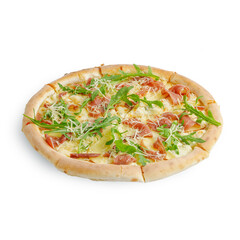 traditional Italian pizza white background