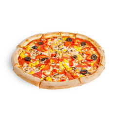 traditional Italian pizza white background