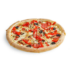 traditional Italian pizza white background