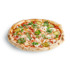 traditional Italian pizza white background