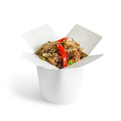 dish fast food wok Chinese cuisine white background