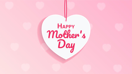 Happy Mother's Day Heart Tag. Banner Background with Hearts Vector Illustration.