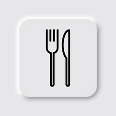 Restaurant, fork knife simple icon. Flat desing. Neumorphism design.ai