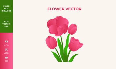 Beautiful Tulip flower vector illustration Free download. flower vector