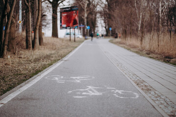 Droga rowerowa i rowerzyści - obrazy, fototapety, plakaty