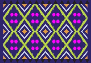 Ikat texture with local tribal motifs ethnic group multicolored background abstract