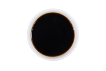 Soy sauce on isolated white background, top view