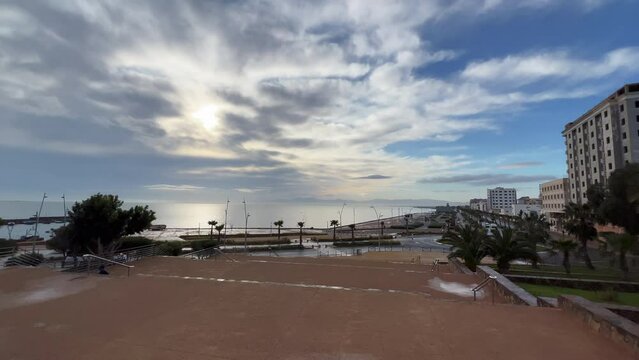 Seascape of the sunrise reflection on the Mediterranean Sea