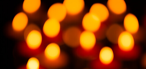 Candlelight bokeh light texture,Many candles burn with a shallow depth of field
